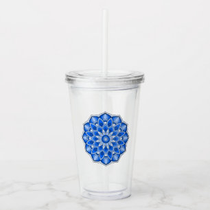 Mandala in het blauw acryl drinkbeker