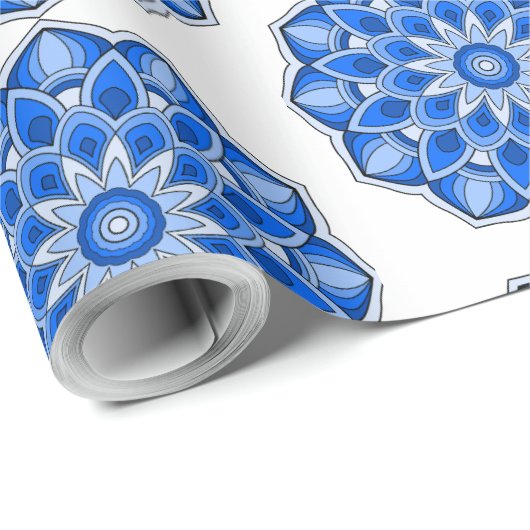 Mandala in het blauw cadeaupapier (Rol Hoek)