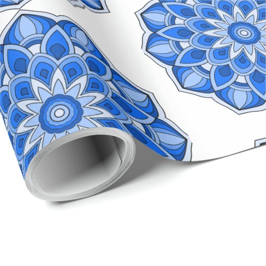 Mandala in het blauw cadeaupapier (Rol Hoek)