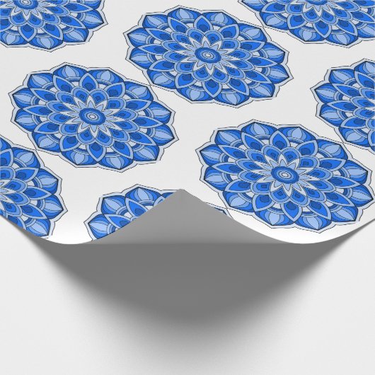 Mandala in het blauw cadeaupapier (Hoek)