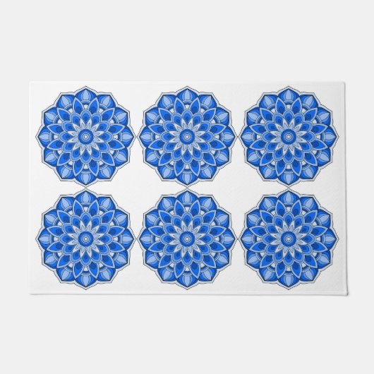 Mandala in het blauw deurmat (Voorkant)