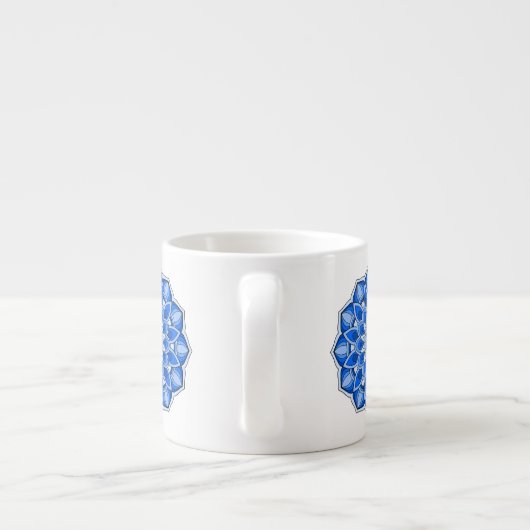 Mandala in het blauw espresso kop (Achterkant)