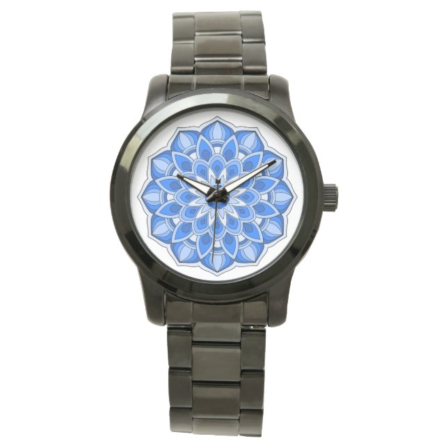 Mandala in het blauw horloge (Voorkant)