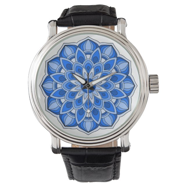 Mandala in het blauw horloge (Voorkant)