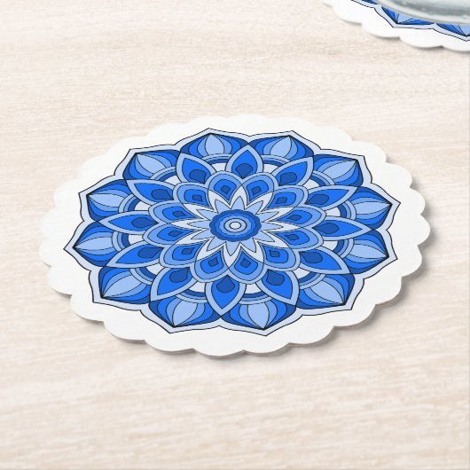 Mandala in het blauw kartonnen onderzetters (Gekanteld)