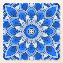 Mandala in het blauw kartonnen onderzetters