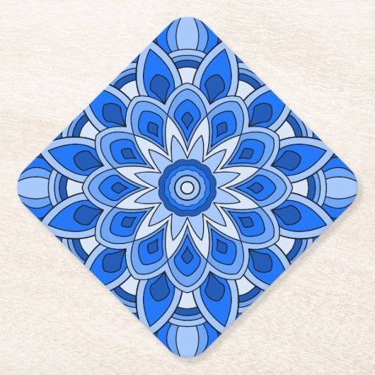 Mandala in het blauw kartonnen onderzetters (Voorkant)