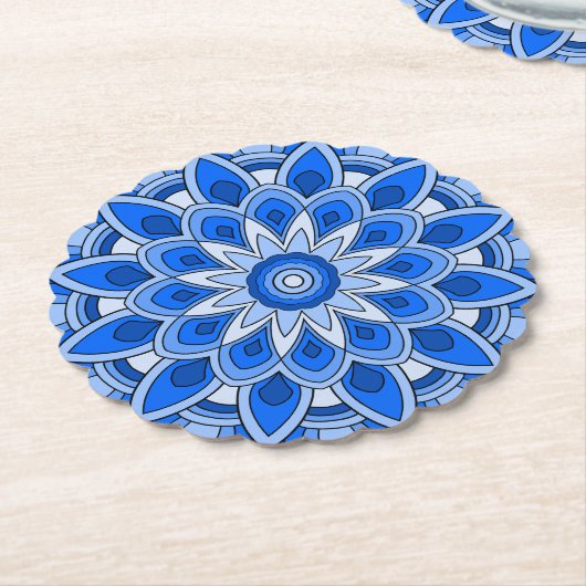 Mandala in het blauw kartonnen onderzetters (Gekanteld)