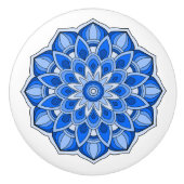 Mandala in het blauw keramische knop (Voorkant)