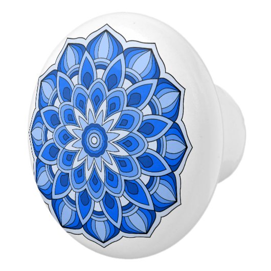 Mandala in het blauw keramische knop (Rechts)