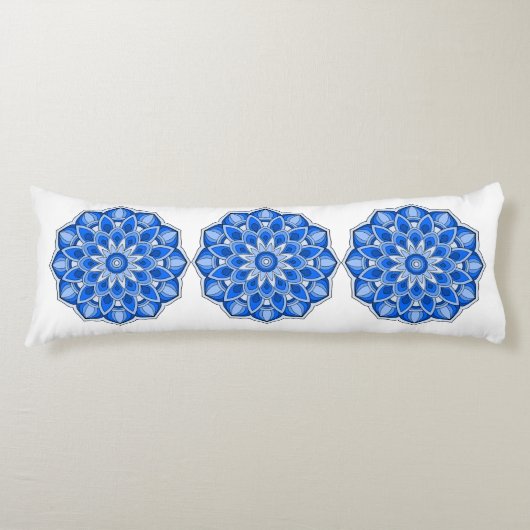 Mandala in het blauw lichaamskussen (Voorkant)