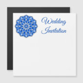 Mandala in het blauw magnetische uitnodiging (Voorkant / Achterkant)