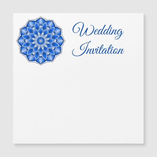 Mandala in het blauw magnetische uitnodiging (Voorkant)