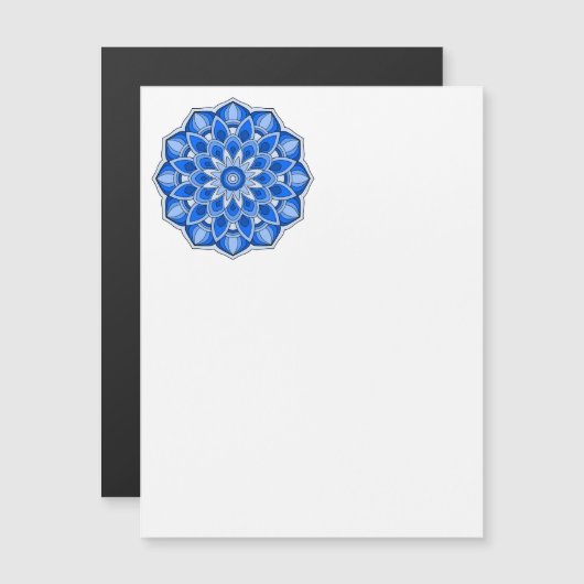 Mandala in het blauw magnetische uitnodiging (Voorkant / Achterkant)
