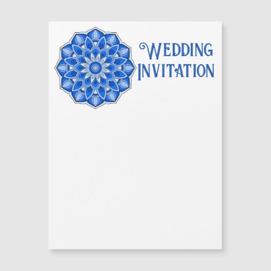 Mandala in het blauw magnetische uitnodiging (Voorkant)