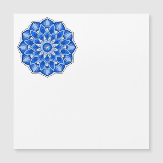 Mandala in het blauw magnetische uitnodiging (Voorkant)