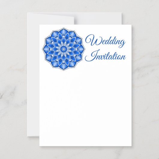 Mandala in het blauw magnetische uitnodiging (Voorkant)