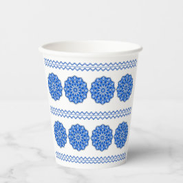 Mandala in het blauw papieren bekers