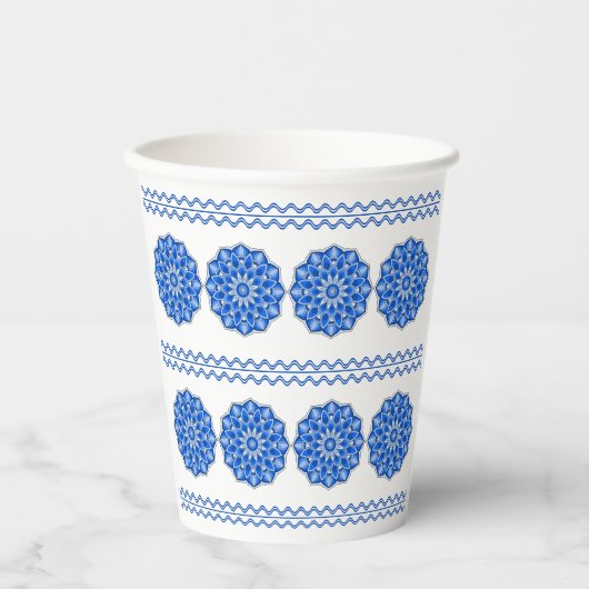 Mandala in het blauw papieren bekers (Voorkant)
