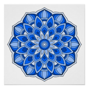 Mandala in het blauw perfect poster