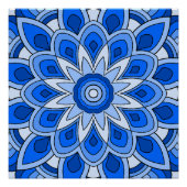 Mandala in het blauw perfect poster (Voorkant)