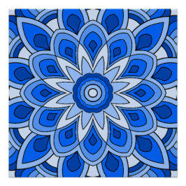 Mandala in het blauw perfect poster