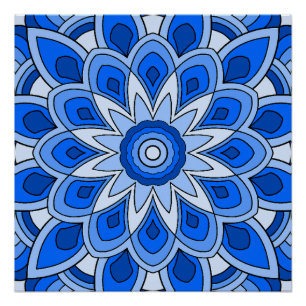 Mandala in het blauw perfect poster