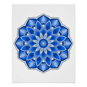 Mandala in het blauw perfect poster