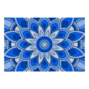 Mandala in het blauw perfect poster