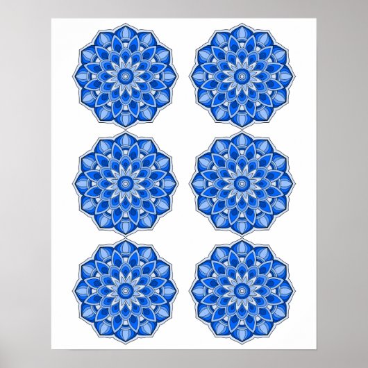 Mandala in het blauw poster (Voorkant)
