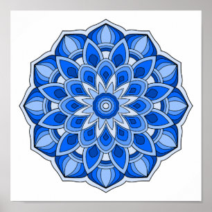 Mandala in het blauw poster