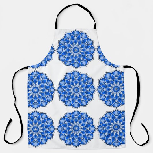 Mandala in het blauw schort (Voorkant)