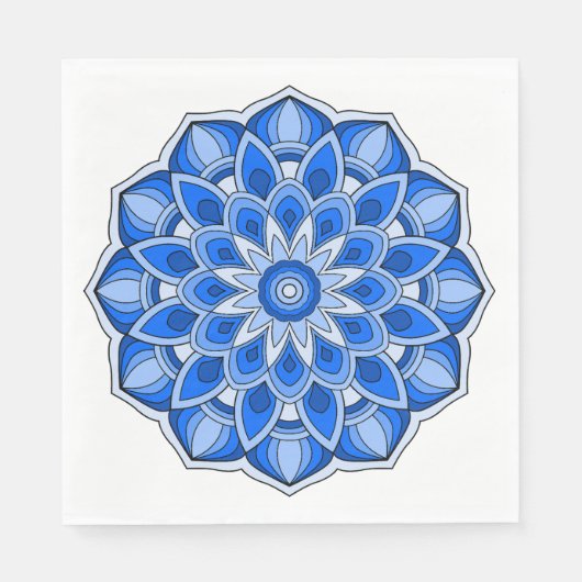 Mandala in het blauw servet (Voorkant)