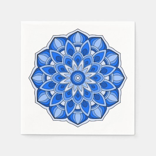 Mandala in het blauw servet (Voorkant)