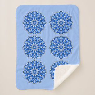 Mandala in het blauw sherpa deken
