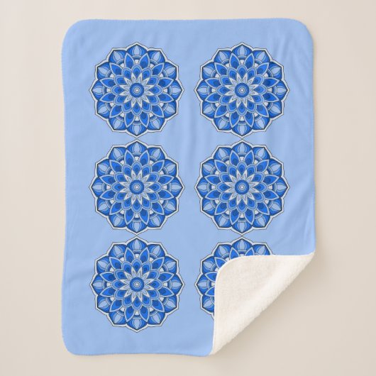Mandala in het blauw sherpa deken (Voorkant)