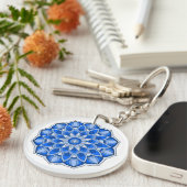 Mandala in het blauw sleutelhanger (Voorkant Rechts)