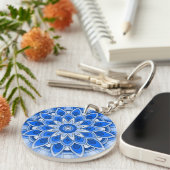 Mandala in het blauw sleutelhanger (Voorkant Rechts)