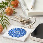 Mandala in het blauw sleutelhanger (Voorkant Rechts)