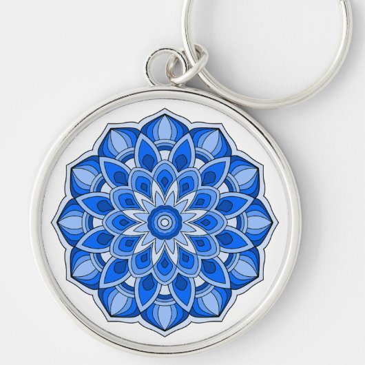Mandala in het blauw sleutelhanger (Voorkant)