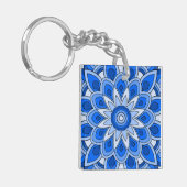 Mandala in het blauw sleutelhanger (Voorkant Links)