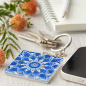 Mandala in het blauw sleutelhanger (Voorkant Rechts)
