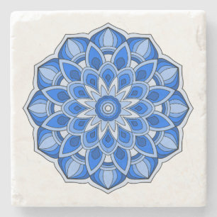 Mandala in het blauw stenen onderzetter