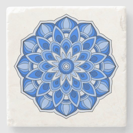 Mandala in het blauw stenen onderzetter (Voorkant)