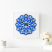 Mandala in het blauw vierkante klok (Huis)