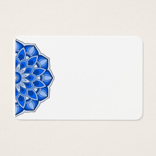 Mandala in het blauw visitekaartje (Voorkant)