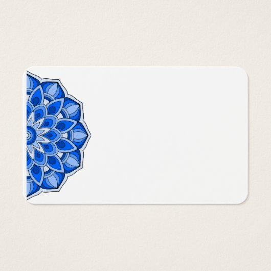 Mandala in het blauw visitekaartje (Voorkant)