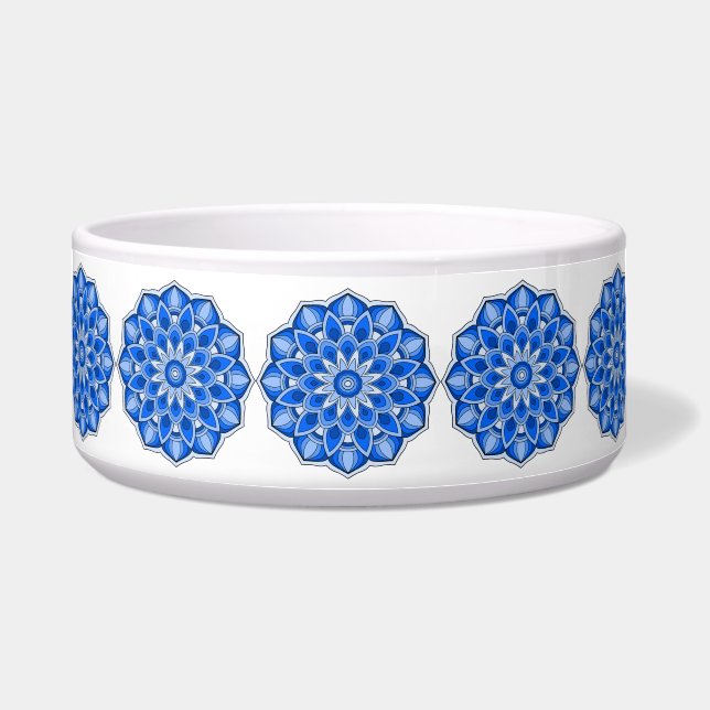 Mandala in het blauw voerbakje (Voorkant)