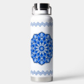 Mandala in het blauw waterfles (Achterkant)