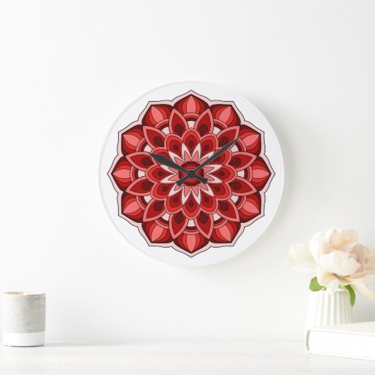 Mandala in het rood grote klok (Huis)